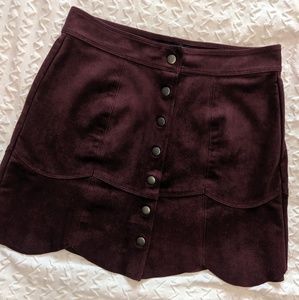 Suede Button Up Skirt